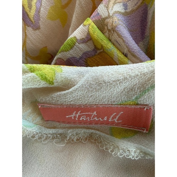 Hartnell Maxi Dress Floral Ruffle Flutter Sleeve V Neck Gown S M Silk - Picture 7 of 14